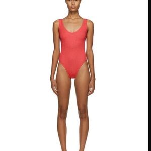 bond-eye Red Textured One Piece Swimsuit